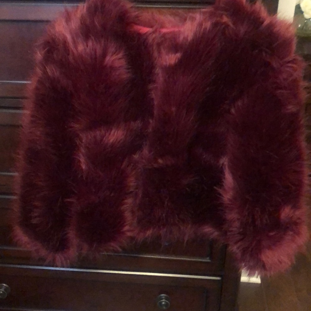 Women’s Burgundy Faux Fur Jacket
